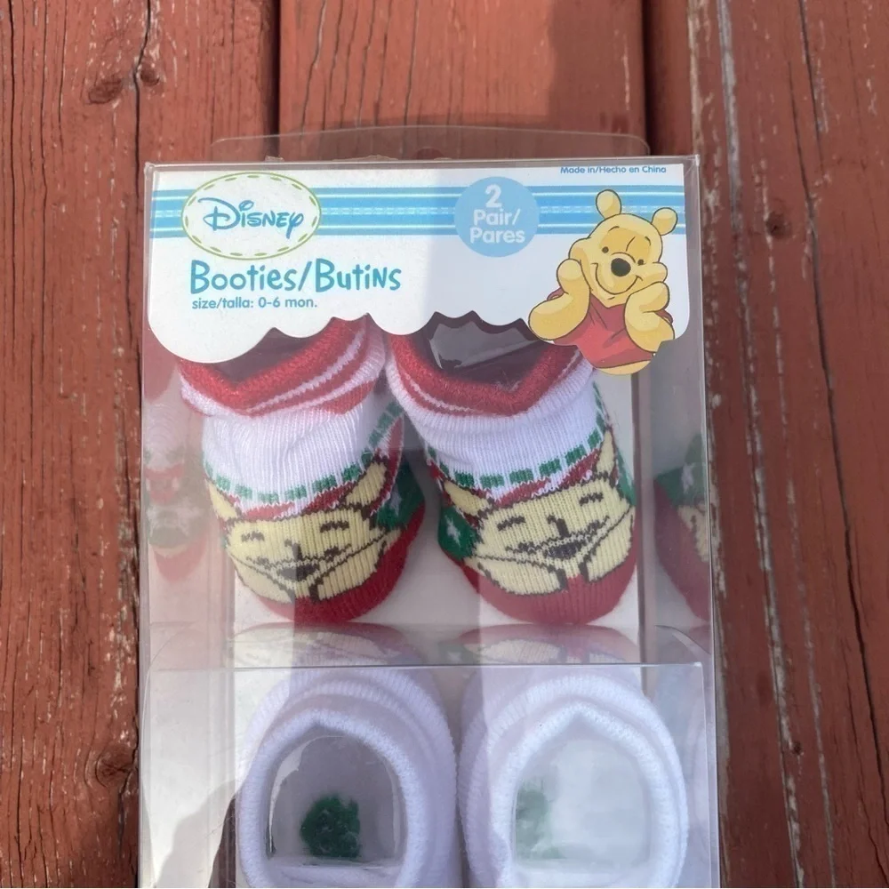 Vintage Winnie the Pooh Christmas Sock Booties NEW Baby 90s Tree Bear